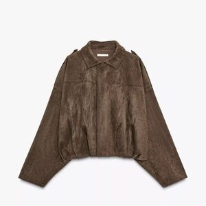 Zara Women's Suede Effect Bomber Jacket VIRAL